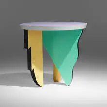Jon Cockrell, Occasional table, 1984, painted wood, laminate, aluminum