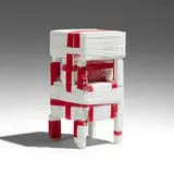 Anton Alvarez, The Thread Wrapping Machine Stool 111114, 2014, painted thread, painted wood