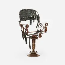 Tom Dixon, Executive chair, 1984, welded steel, rebar, rubber