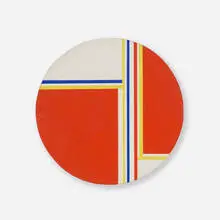 Ilya Bolotowsky, Mini-Tondo in Scarlet, Yellow and Blue, 1975, acrylic on wood