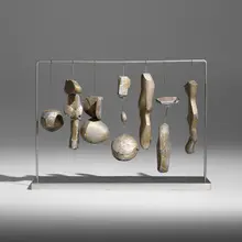 Bent Sørensen, Untitled, c. 1975, chrome-plated brass, stainless steel, silver leaf over bronze