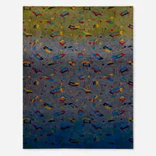Nina Beier, Fatigues, 2012, furniture fabric, dye, ink, stain and pigment in artist's frame