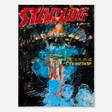 Enoc Perez, Fan Painting (Starlog), 2019, oil on canvas