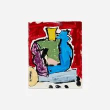 Eddie Martinez, Untitled, 2018, oil and acrylic on cardboard laid to wood
