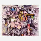 Jan-Ole Schiemann, Something in My Eye II (Purpil), 2022, ink, acrylic, charcoal and oil pastel on canvas