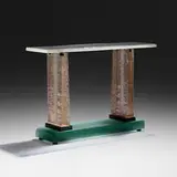 John Lewis, Rose Glacier table, 1996, cast glass, enameled steel