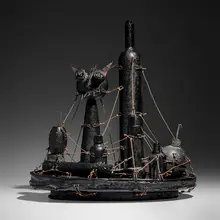 Still Life by Hank Murta Adams, 2007, cast black glass, copper, sold Sep 2025