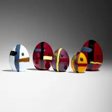 Collection of five Eggs by Lino Tagliapietra, hand-blown glass, sold Sep 2025