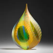 Mandara by Lino Tagliapietra, 2005, hand-blown glass, partial battuto and inciso surface, sold Sep 2025