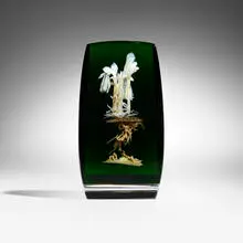 Paul Stankard, Indian Pipe Cloistered Botanical With Root Spirits, 1987, lampworked glass, polished clear glass