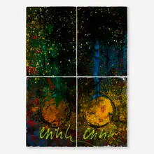 Ikebana Quad Drawing by Dale Chihuly, 2001, acrylic on four sheets of Arches paper, sold Sep 2025