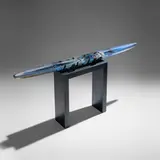 Bertil Vallien, Celestial Journey Boat, 1987, sand-casted glass, metal