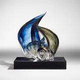 Martin Blank, Steel Blue Landscape, 2015, hand-blown glass, gold leaf, patinated steel