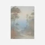 Tree-Lined Landscape (Scenic Vellum plaque) by Edward Diers for Rookwood Pottery, 1914, glazed earthenware, sold Nov 2023