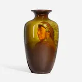 Chavehead Arapahoe (Standard Glaze Native American portrait vase) by Adeliza Sehon for Rookwood Pottery, sold Nov 2023