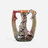 Clement Massier, Vase with flaring handles and overlay