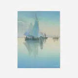 Twilight, Venice (Marine scenic Vellum plaque) by Carl Schmidt for Rookwood Pottery, 1918, glazed earthenware, original frame, sold Nov 2023