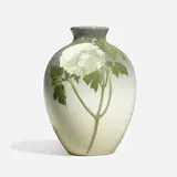 Irene Bishop for Rookwood Pottery, Iris Glaze vase with snowball viburnum