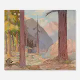 V.L. Barnes, Landscape with Cabin in the Woods, c. 1925, oil on canvas