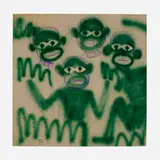Waylande Gregory, Four Monkeys, spraypaint and ink on paper