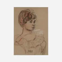Charles Searles, Portrait of a Woman, charcoal on paper