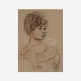 Charles Searles, Portrait of a Woman, charcoal on paper