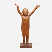 Louise Kruger, Untitled (Woman), carved wood, brass