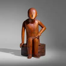 Louise Kruger, Untitled (Child), carved wood, brass