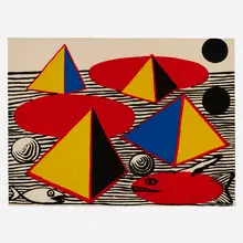 Pyramids and Fish by Alexander Calder, 1976, lithograph in colors, sold Apr 2024