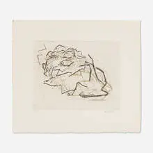Frank Auerbach, Julia Asleep, 2001, etching and aquatint in colors on Somerset