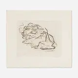 Frank Auerbach, Julia Asleep, 2001, etching and aquatint in colors on Somerset