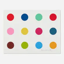 Damien Hirst, Methionine (from the from 12 Woodcut Spots portfolio), 2010, woodcut in colors on Somerset paper