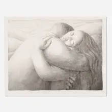 George Tooker, Lovers, 1982, lithograph on BFK Rives