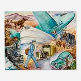 Harold Haydon, Untitled (History of the U.S. Postal Service), c. 1938, oil on canvas