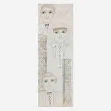 Lee Godie, Untitled (Faces with Hancock), c. 1978, ballpoint pen and paint on canvas