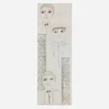 Lee Godie, Untitled (Faces with Hancock), c. 1978, ballpoint pen and paint on canvas