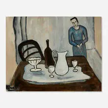 Helen Mann, Woman in Blue, c. 1943, oil on board
