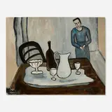 Helen Mann, Woman in Blue, c. 1943, oil on board