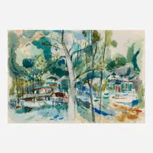 Miyoko Ito, Windy Day, 1946, watercolor on paper