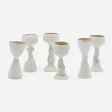 Untitled (six goblets) by Ruth Duckworth, c. 1965, glazed porcelain, sold Feb 2024