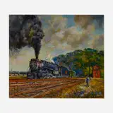 Walter Krawiec, Train Blowing Smoke, oil on canvas