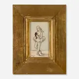 Julia Thecla, Ballerina with Cat, 1941, pencil, charcoal and pastel on translucent paper