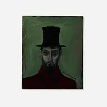 Gertrude Abercrombie, Man in Top Hat (Bearded Man), 1952, oil on Masonite