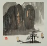 Peng Liangping, Riverscape, Ink and color on paper