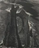 Isaac Friedlander, Cathedral Ruins, Etching