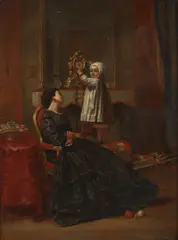 Organe, Mother and Child, Oil on board