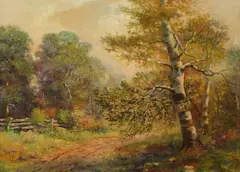 Devogl, Tree Lined Road, Oil on board