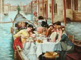 Continental School, BOATING PARTY, giclee on canvas, BOATING PARTY, giclee on canvas