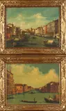 Venetian Scenes: Pair by Continental School, VENETIAN SCENES: PAIR, oil on cavas, sold Jul 2014