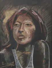 Portrait of an Indian Boy by Manuel Rendón Seminario, Pastel on paper, sold Jul 2014